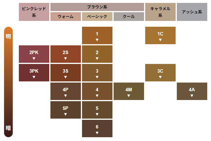 シエロ ムースカラーのカラーチャート